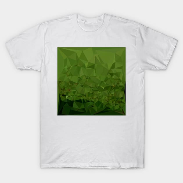 Chlorophyll Green Abstract Low Polygon Background T-Shirt by retrovectors